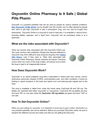 Oxycontin Online Pharmacy Is It Safe _ Global Pills Pharm_