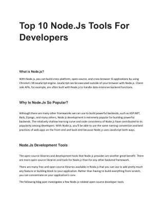 Top 10 Node.Js Tools For Developers