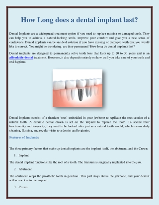 How Long does a dental implant last?