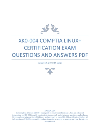 XK0-004 CompTIA Linux  Certification Exam Questions and Answers PDF