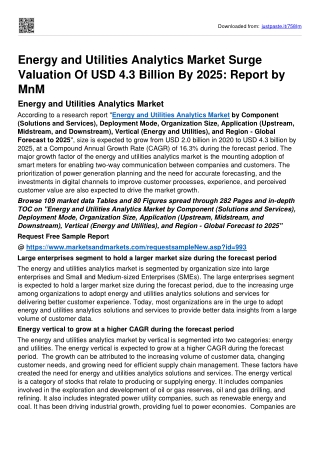 Energy and Utilities Analytics Market Set to Witness an Uptick Size USD 4.3 bn