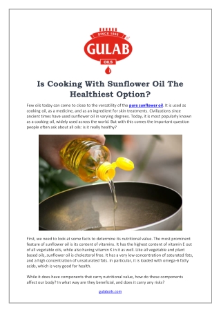 Is Cooking With Sunflower Oil The Healthiest Option?