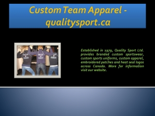 Custom Team Apparel - qualitysport.ca