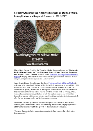 Global Phytogenic Feed Additives Market Research Report 2022-2027