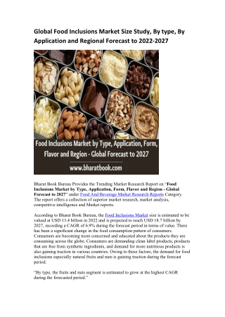 Global Food Inclusions Market Research Report 2022-2027