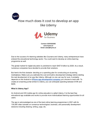 How much does it cost to build an app like Udemy