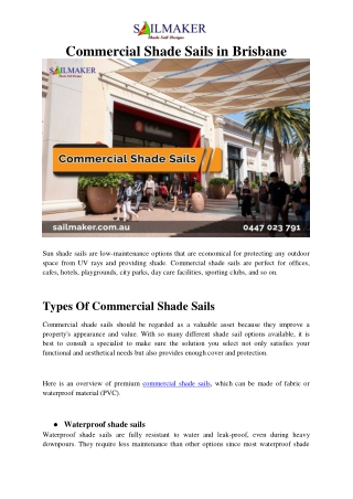 Commercial Shade Sails in Brisbane: A Complete Guide