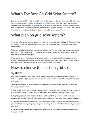 Solar on-grid system