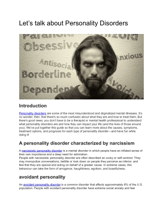 Let’s talk about Personality Disorders