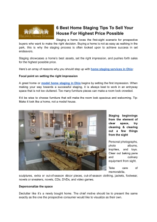Find the Best Home Staging Services in Ohio - Helpful Home Staging