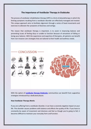 The Importance of Vestibular Therapy in Etobicoke
