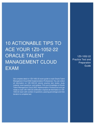 10 Actionable Tips to Ace Your 1Z0-1052-22 Oracle Talent Management Cloud Exam