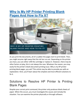 Why Is My HP Printer Printing Blank Pages And How to Fix It