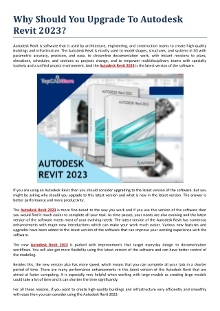 Why Should You Upgrade To Autodesk Revit 2023