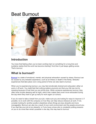 Beat Burnout