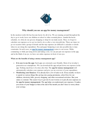 Why should you use an app for money management