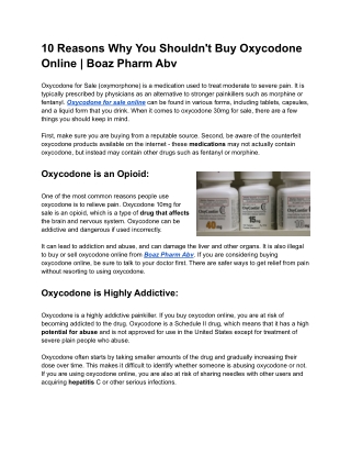 10 Reasons Why You Shouldn't Buy Oxycodone Online _ Boaz Pharm Abv