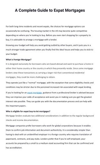 A Complete Guide to Expat Mortgages
