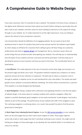 A Comprehensive Guide to Website Design