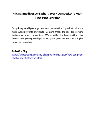 Pricing Intelligence Gathers Every Competitor’s Real-Time Product Price
