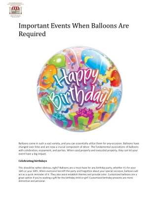 Important Events When Balloons Are Required