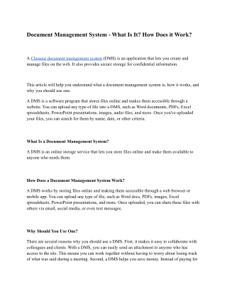 Document Management System - What Is It? How Does it Work?