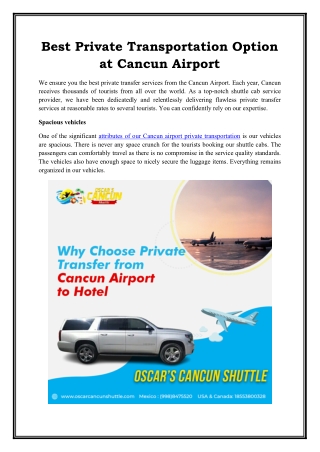 Best Private Transportation Option at Cancun Airport