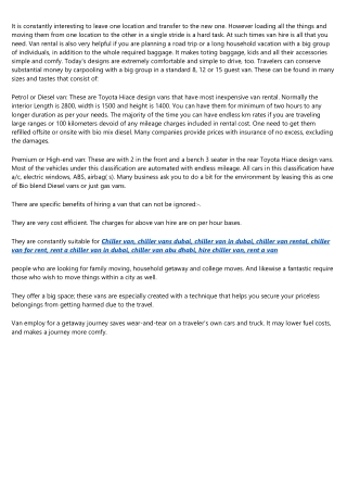 What's the Current Job Market for Chiller van, chiller vans dubai, chiller van i