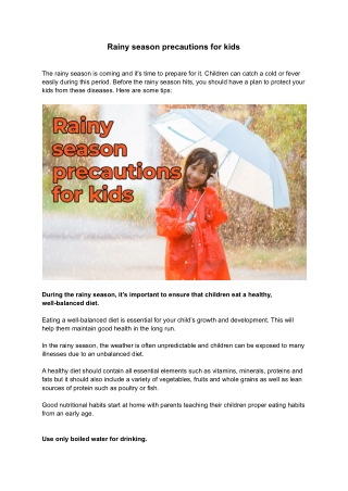 Rainy season precautions for kids