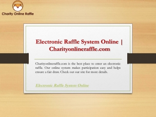 Electronic Raffle System Online  Charityonlineraffle.com