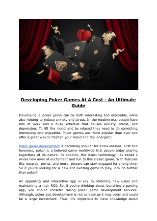 Poker Software Development Company in the USA