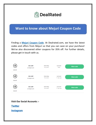 Want to know about Mejuri Coupon Cod