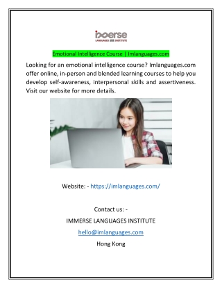 Emotional Intelligence Course  Imlanguagescom