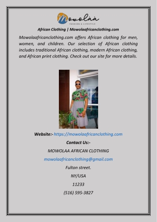 African Clothing  Mowolaafricanclothing