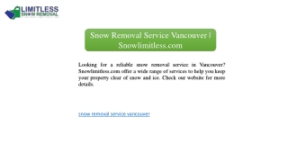 Snow Removal Service Vancouver | Snowlimitless.com