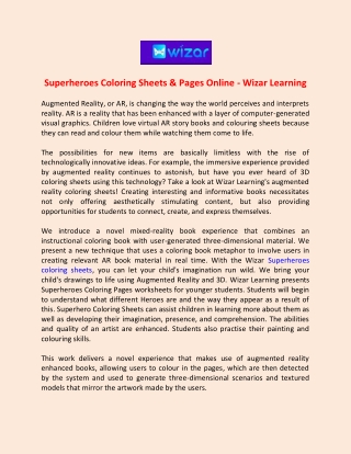 Superheroes Coloring Sheets & Pages Online - Wizar Learning