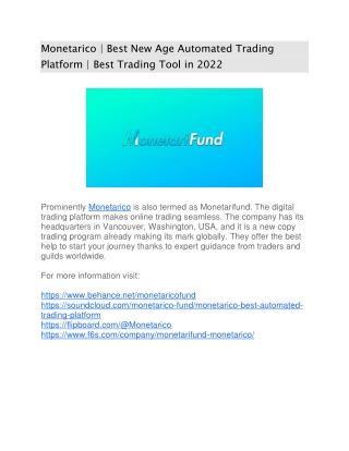Monetarico - Best Online Trading Platform in 2022