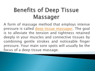 Benefits of Deep Tissue Massager