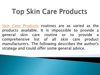Top Skin Care Products