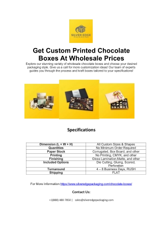 Get Custom Printed Chocolate Boxes At Wholesale Prices