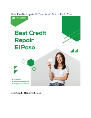 Best Credit Repair El Paso is All Set to Help You