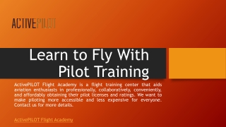 Learn to Fly With Pilot Training