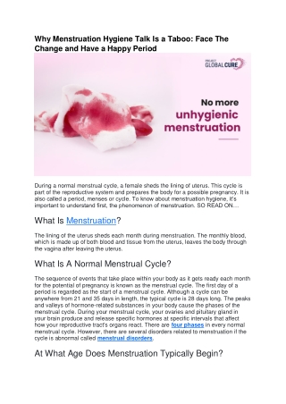 Why Menstruation Hygiene Talk Is A Taboo Face The Change And Have A Happy Period