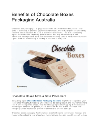 Benefits of Chocolate Boxes Packaging Australia