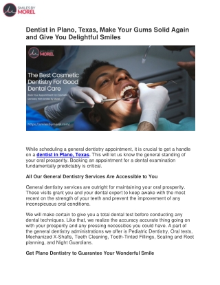 Dentist in Plano, Texas, Make Your Gums Solid Again and Give You Delightful Smiles