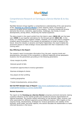 Global Farming as a Service Market Research Report: Forecast (2022-2027)