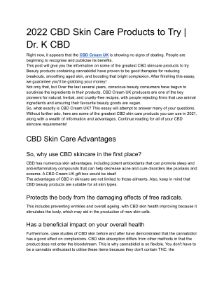 2022 CBD Skin Care Products to Try _ Dr. K CBD