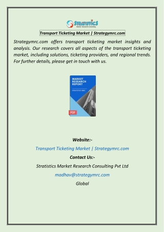 Transport Ticketing Market  Strategymrc