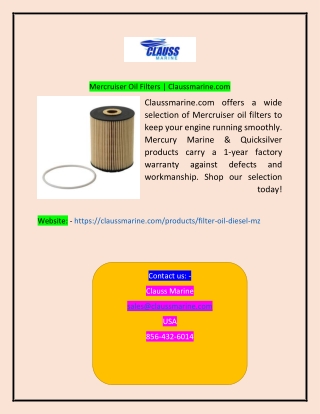 Mercruiser Oil Filters Claussmarinecom