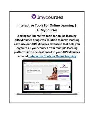 Interactive Tools For Online Learning  AllMyCourses